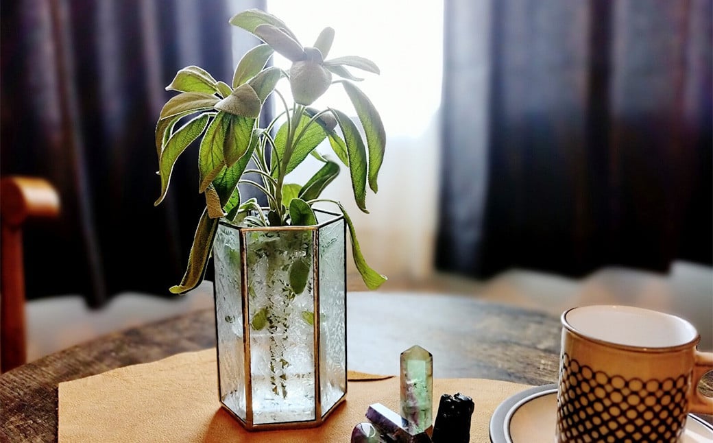 フラワーベースⅣ『結霜』 ｜ 硝子 花器 花瓶 鉢カバー ガラス工芸 ガラス ステンドグラス インテリア 大阪府 阪南市