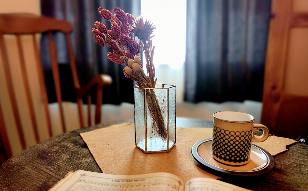 フラワーベースⅣ『結霜』 ｜ 硝子 花器 花瓶 鉢カバー ガラス工芸 ガラス ステンドグラス インテリア 大阪府 阪南市