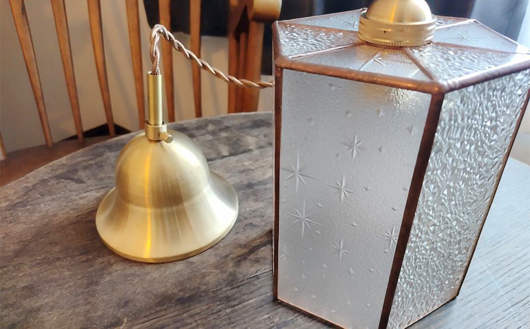 昭和型 板ガラス の ペンダントライト 『銀河×ダイヤ』 ｜ ステンドグラス ライト ガラス 照明 LED 大阪府 阪南市