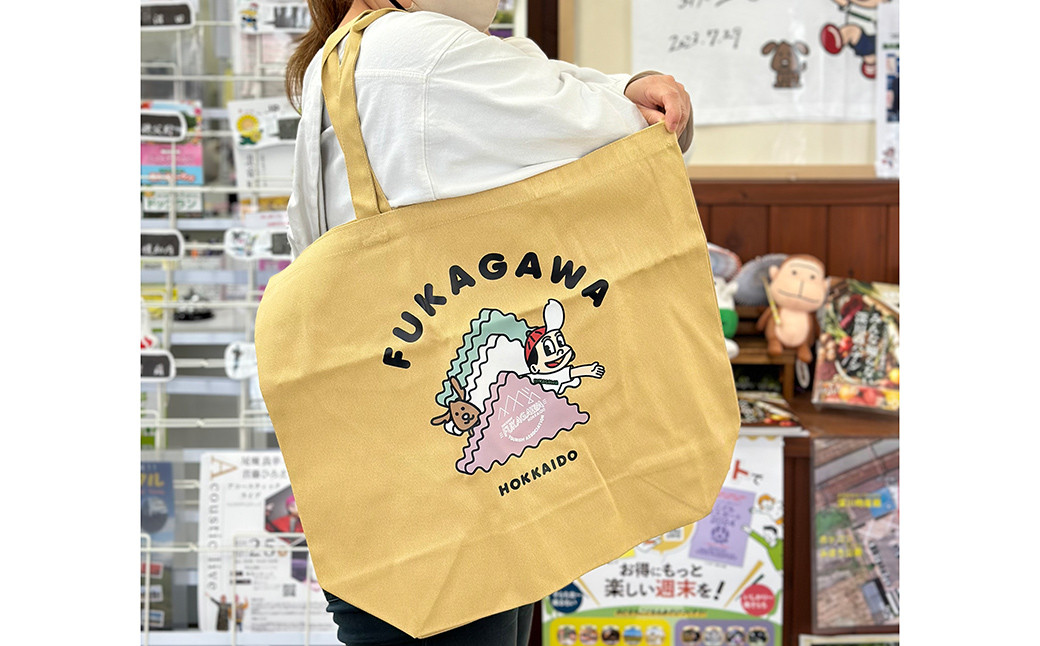 【大人XLサイズ×子ども120サイズ】FUKAGAWAオリジナルTシャツ ブラック・トートバック・オリジナルピンバッチ2個セット