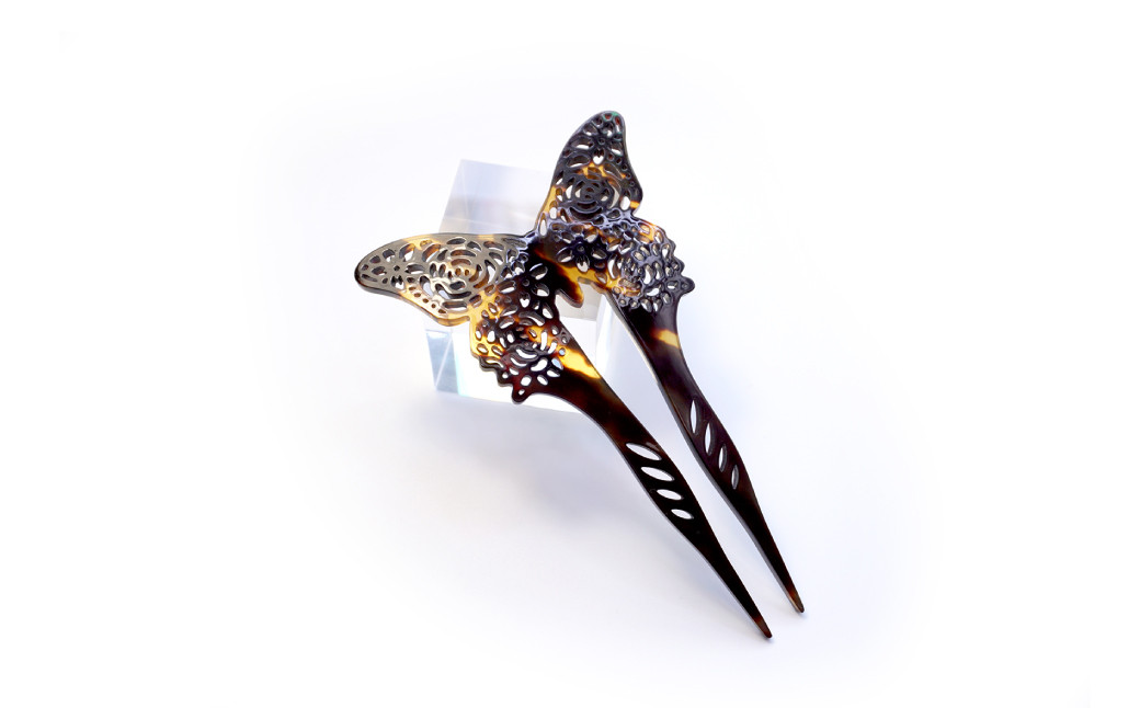 【べっ甲】ナガサキアゲハかんざし 