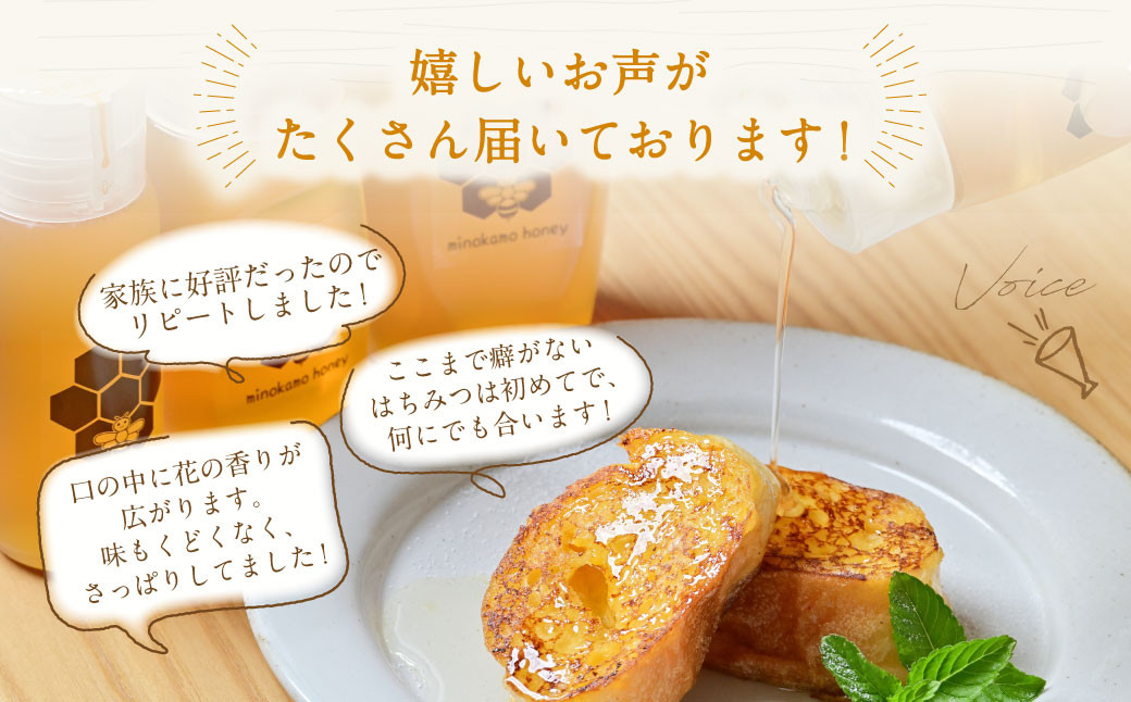 【12ヶ月定期便】国産 無添加 MINOKAMO HONEY はちみつ 1本（300g）×12回