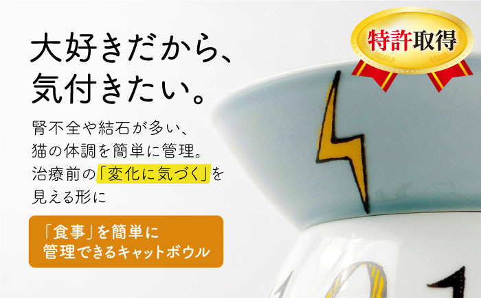 猫 CAT ごはん フード ボウル 健康 観察 波佐見焼 愛猫 ケア ペット エサ 器 食器 ネコ 皿 猫用食器 餌入れ