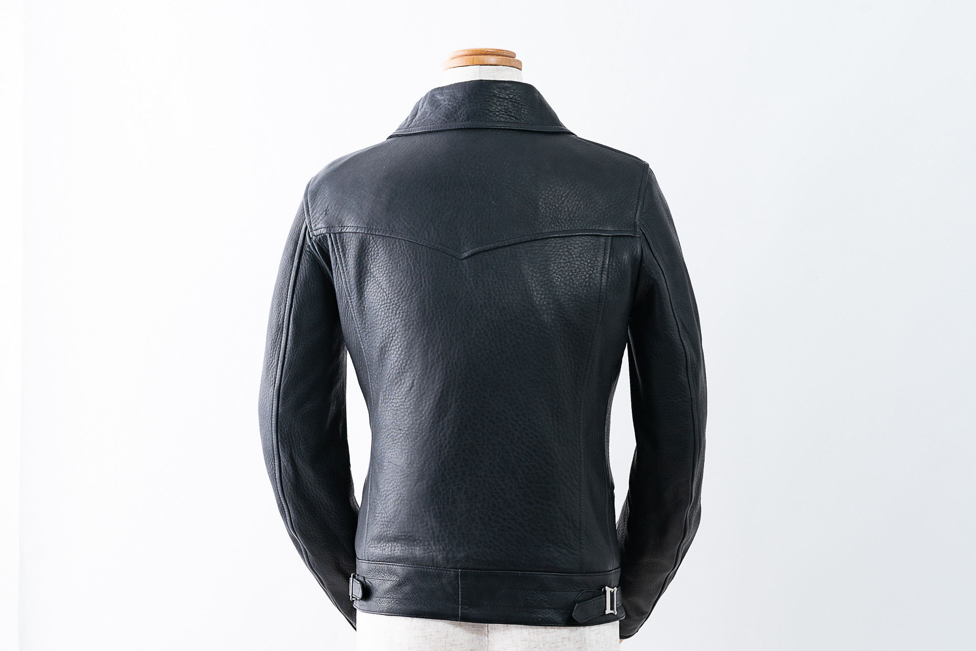 エゾ鹿 国産植物鞣し レディースWライダースYDL-01L 【BLACK】