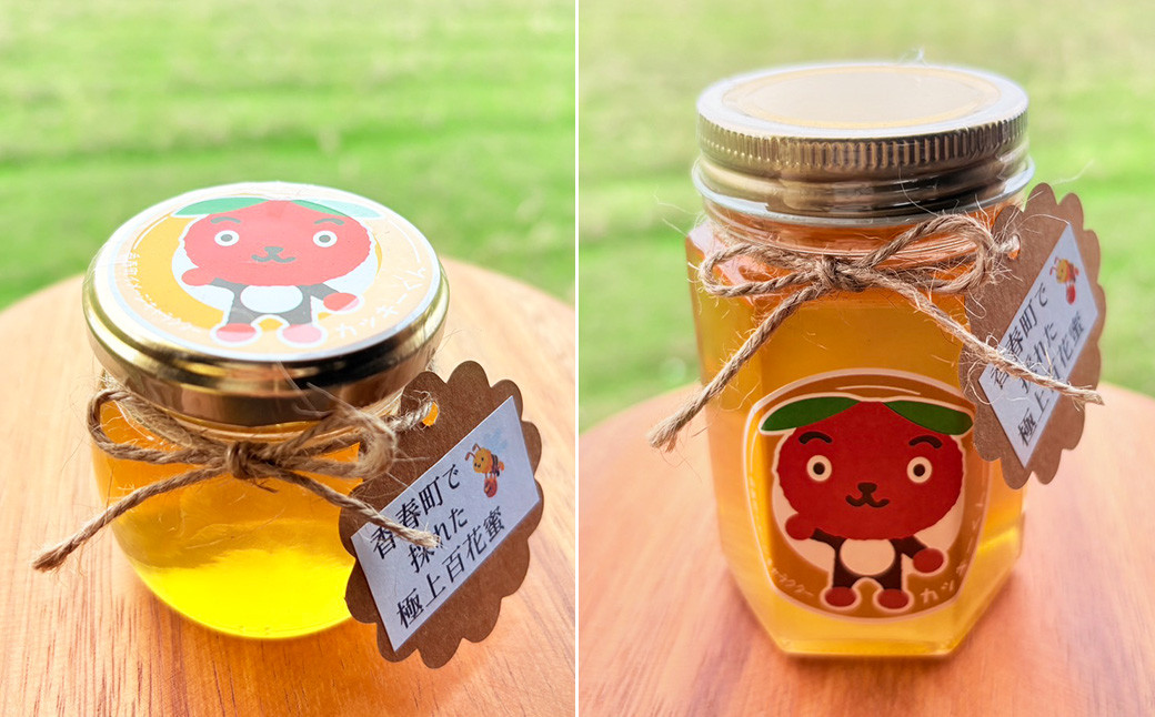 純国産 はちみつ 2本 セット 香春町の御当地キャラクター【限定カッキーくん仕様】&【通常デザイン極上百花蜜】