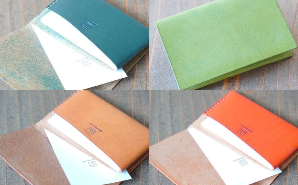 イタリアンオイルレザーの折革名刺入れ 革小物