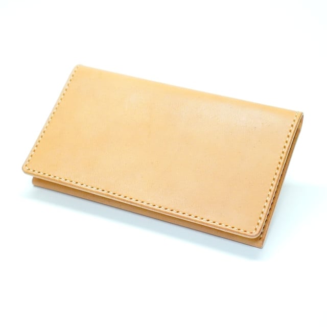 イタリアンオイルレザーを使ったちょっと短い長財布 ナチュラルカラー