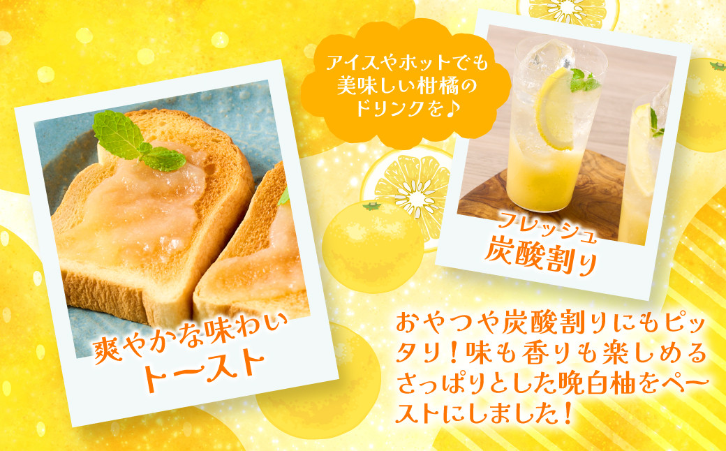 おやつや炭酸割りにもピッタリ!味も香りも楽しめるさっぱりとした晩白柚をペーストにしました!