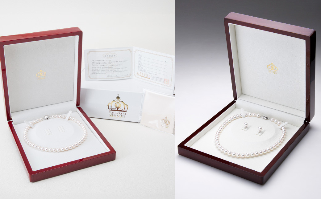 【オーロラ花珠鑑別鑑定書付】《 アコヤ真珠 》9.5-10.0mm フォーマルパールネックレスとピアス セット【PREMIUM】