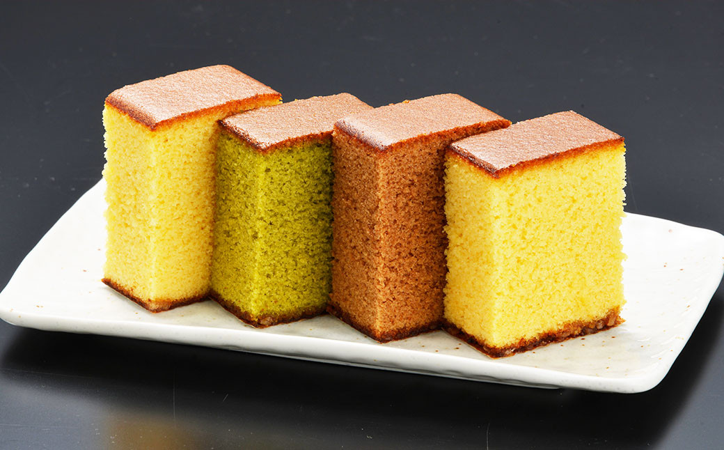 【ギフト対応可】≪抹茶・チョコ・ざぼん・プレーン≫たっぷり4種の味が楽しめる【ふるさと便長崎カステラ詰合せ】