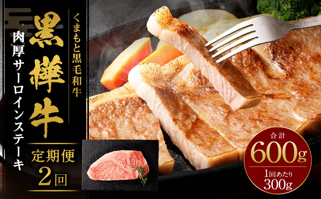 【2回定期便】黒樺牛 肉厚サーロインステーキ 300g
