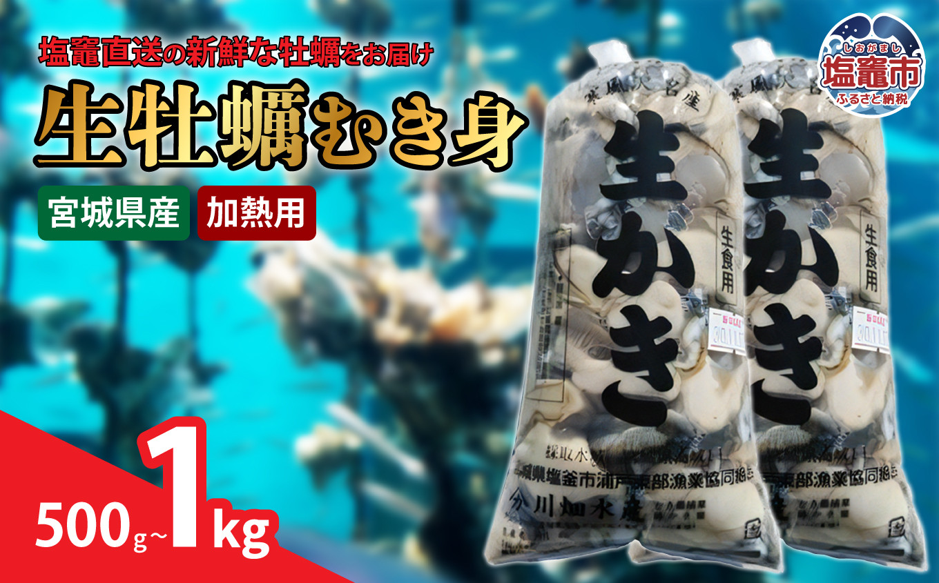 【浦戸 寒風沢島】生牡蠣500g～1kg（加熱用）