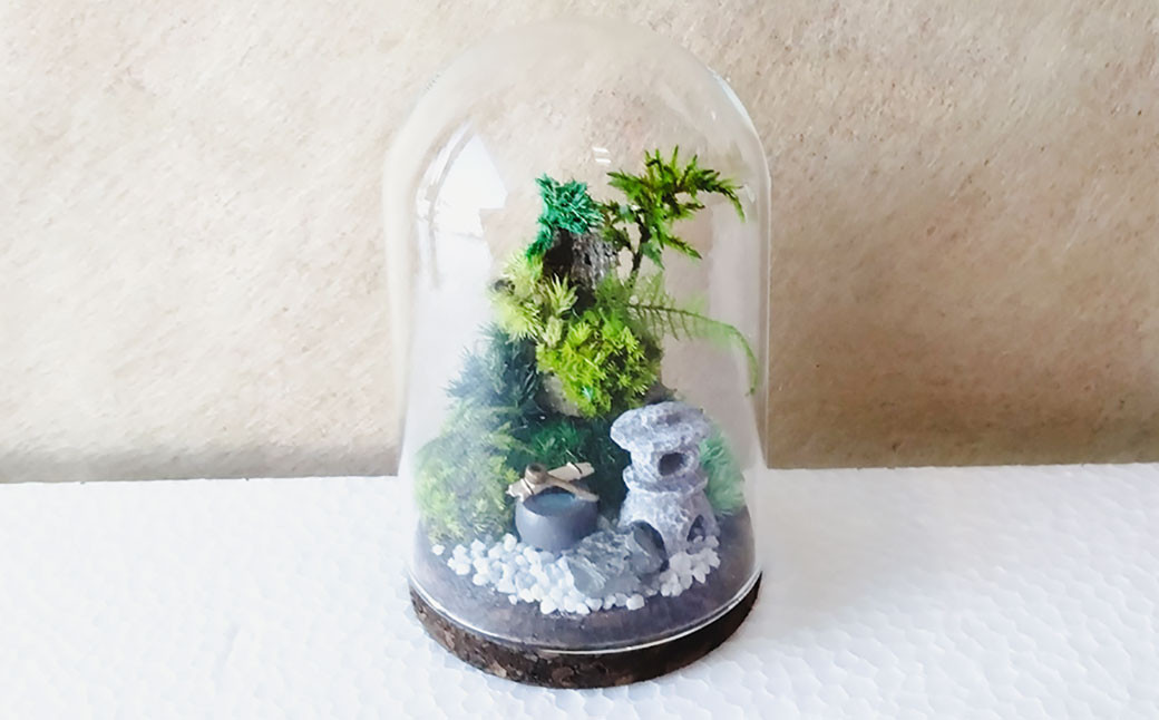 【さとリウム®】プリザーブド加工のテラリウム なごみ(燈篭)