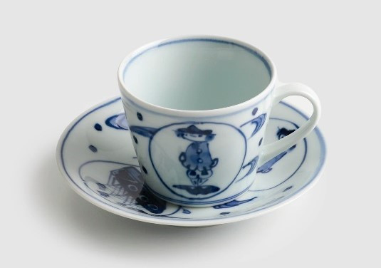 コーヒー碗皿 流水濃マント異人