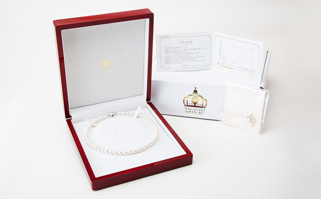 【オーロラ花珠鑑別鑑定書付】 7.5-8.0mm アコヤ真珠フォーマルパール ネックレス 【PREMIUM】 