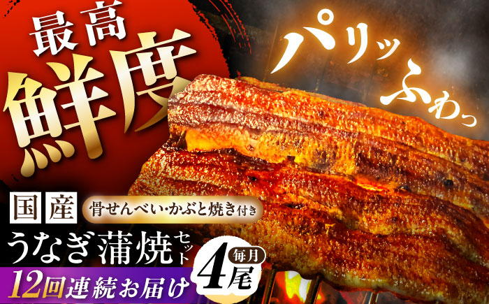 定期便 備長炭 国産 うなぎの蒲焼  鰻 ウナギ タレ付き 白川町