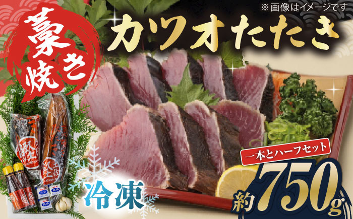 藁焼き　カツオのタタキ1節とハーフセット(冷凍)約750g 4.5～6人前【土佐黒潮水産】 [ATCQ016]