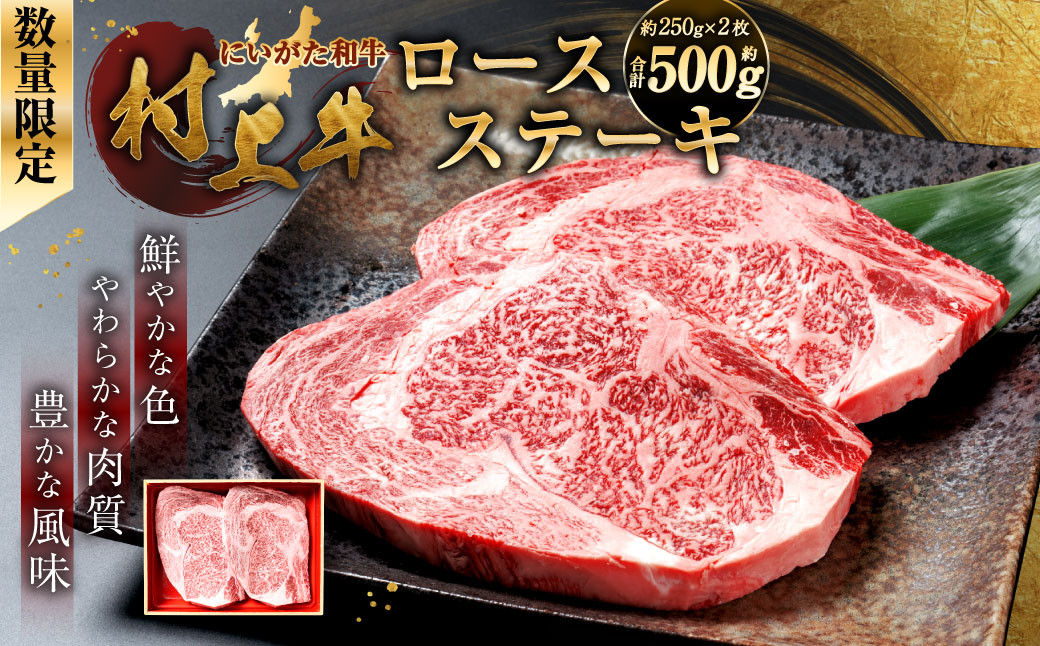 【数量限定】村上牛 ロースステーキ 約500g（約250g×2枚）