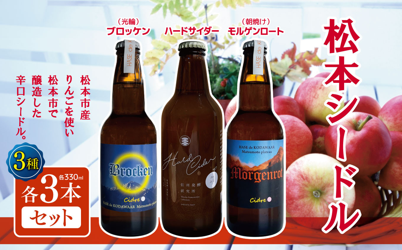 松本市産りんごを使い松本市で醸造した辛口シードルのセット