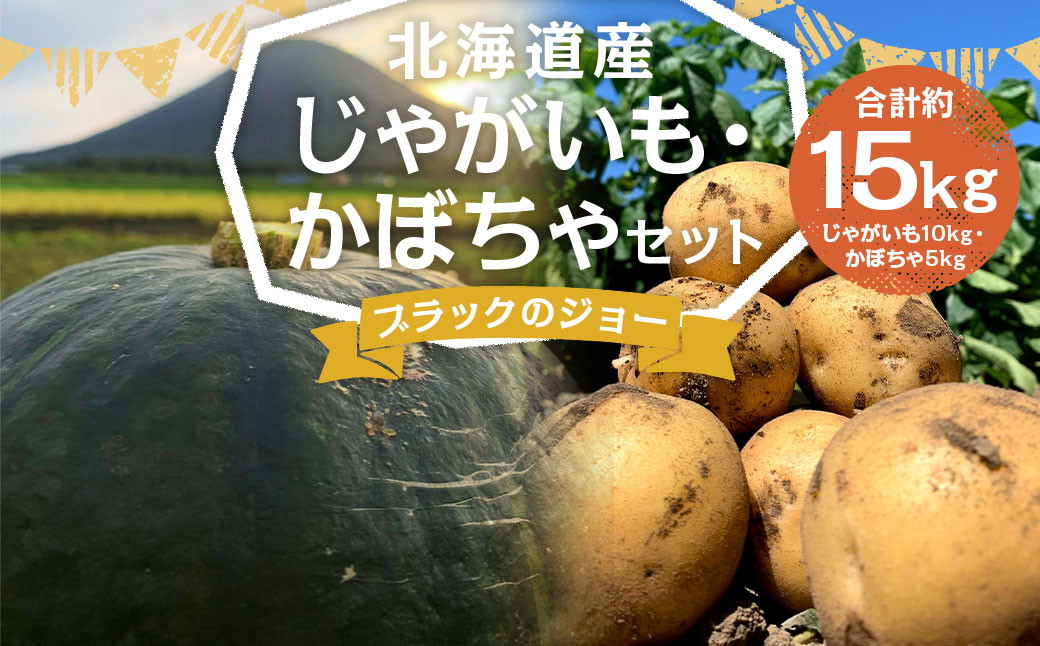 北海道産 じゃがいも 男爵 M～2Lサイズ混載 約10kg かぼちゃ ブラックのジョー 約5kg（2～5玉） セット 山田農場