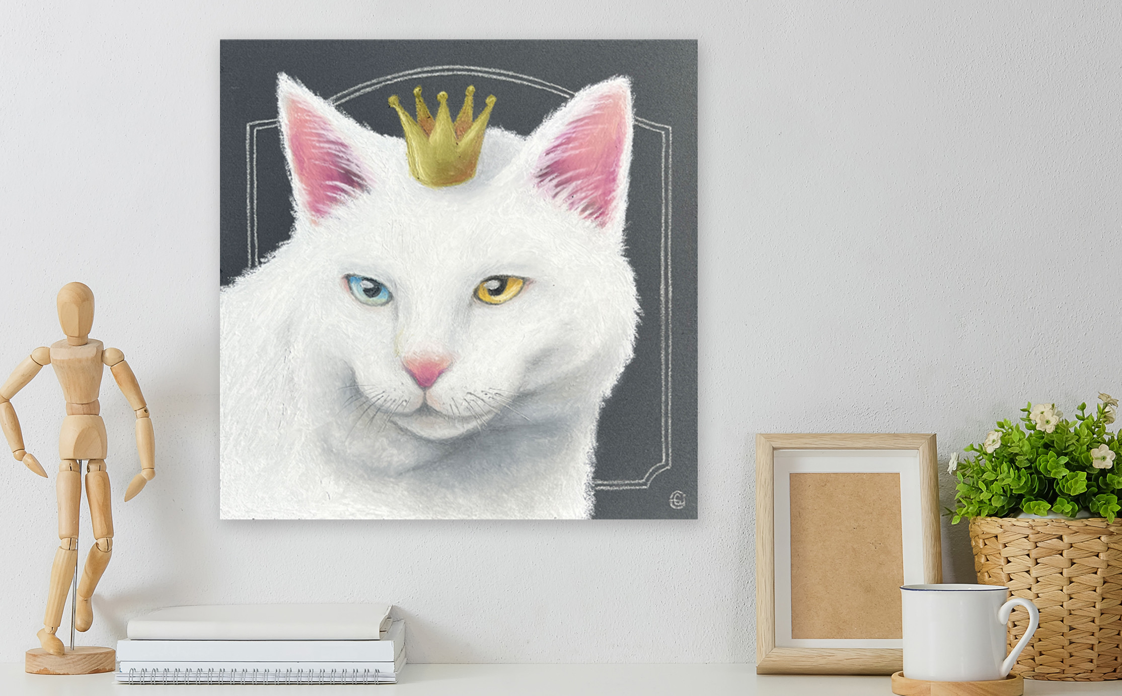 チョークアート動物画(20×20cm)