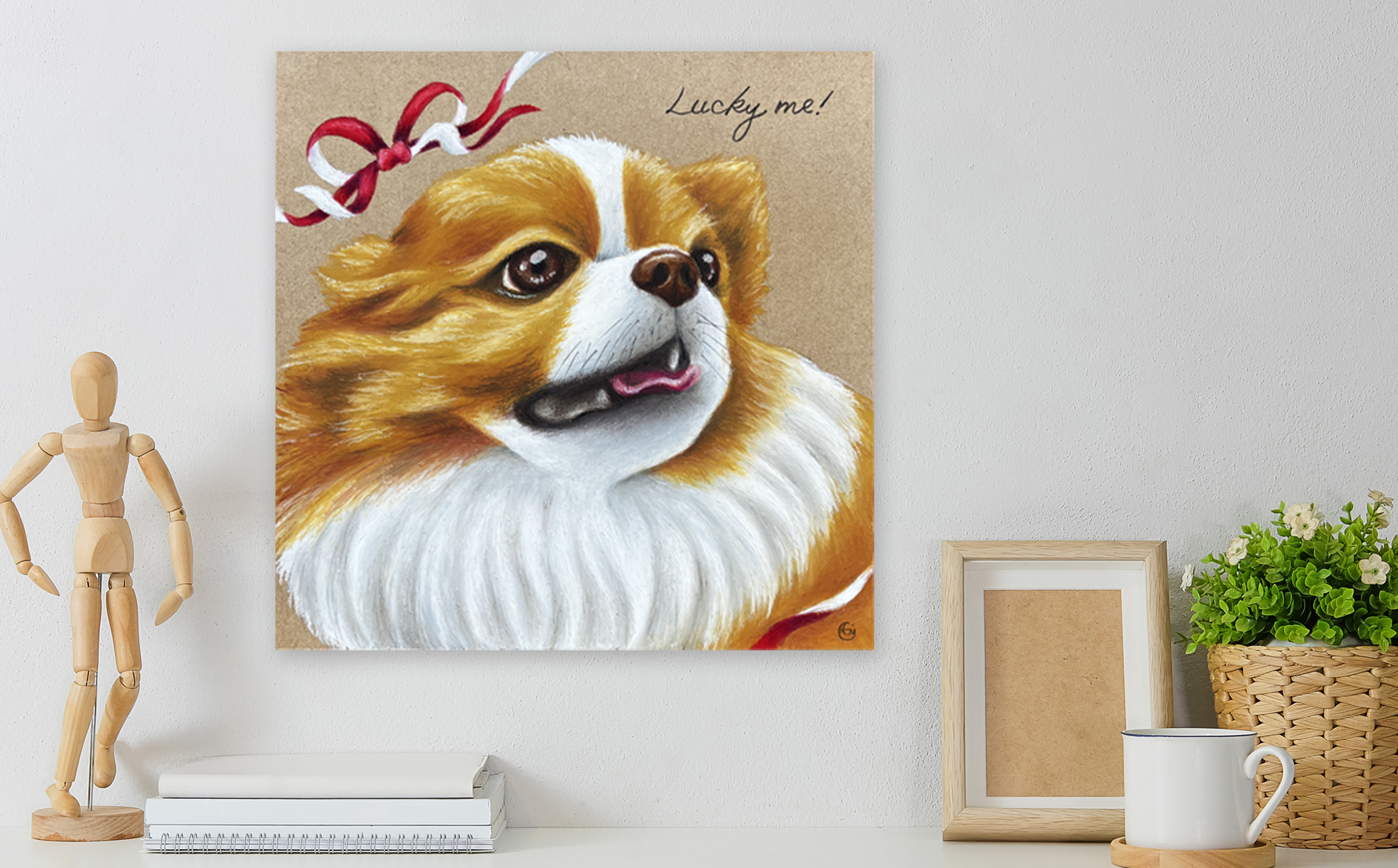 チョークアート動物画(20×20cm)