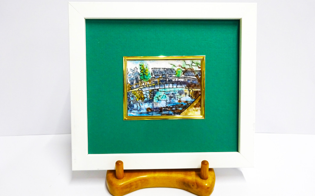 （C）【ギフト用】七宝焼の倉敷風景額：中橋風景（横額）