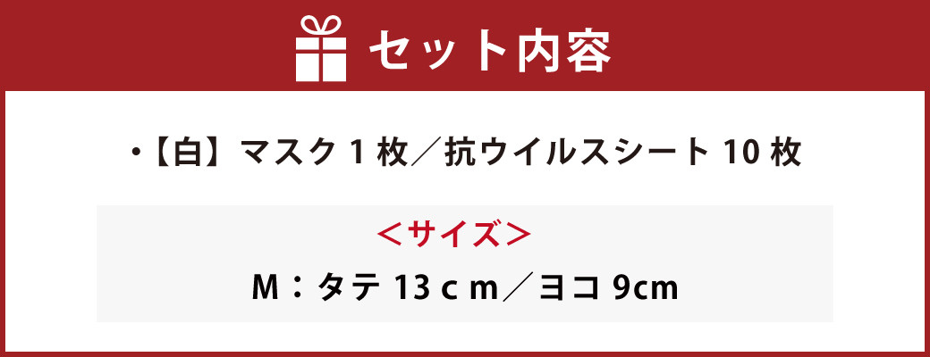 夏用ハイブリッドマスク1枚と抗ウイルスシート10枚【白】Ｍサイズ