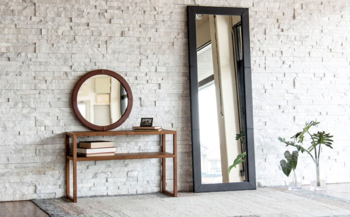 革フレームがあなたの暮らしを彩る 鏡 姿見 レザー 革 家具 