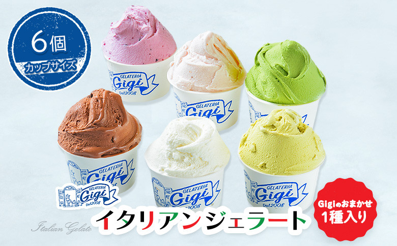 ジェラテリアGigiのイタリアンジェラート6種(Gigiのおまかせ1種入り)【カップサイズ6個】