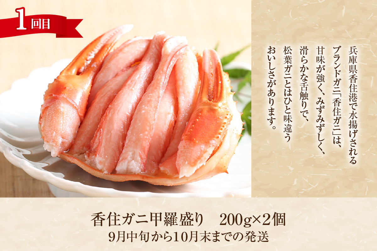 1回目は香住ガニの甲羅盛りです。