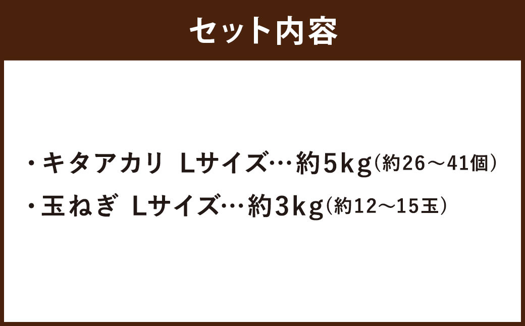 じゃがいも キタアカリ Lサイズ 約5kg×1箱・玉ねぎ Lサイズ 約3kg×1箱 計約8kg （JA）