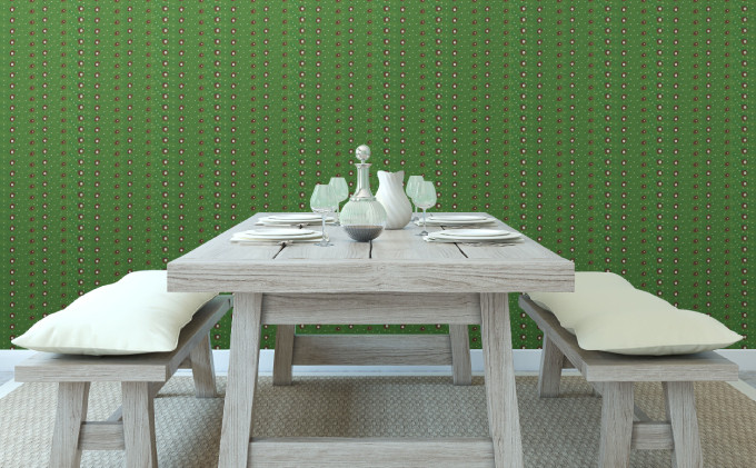 紅型壁紙 2m ARARE(霰) | 沖縄 伝統工芸 びんがた 紅型 防炎 抗菌 壁紙 | テキスタイル インテリア モダン