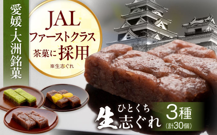 大洲銘菓 ひとくち生志ぐれ 3種30個入り ギフト箱入り 愛媛県大洲市/冨永松栄堂 和菓子 おやつ 茶菓子 お茶請け ギフト
