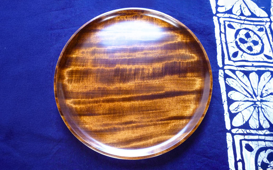 【漆器】ツヤのある木目のきれいな7寸パン皿