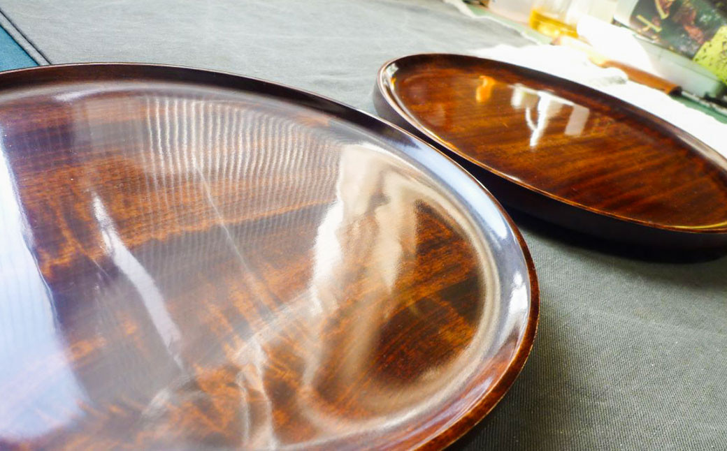 【漆器】ツヤのある木目のきれいな7寸パン皿