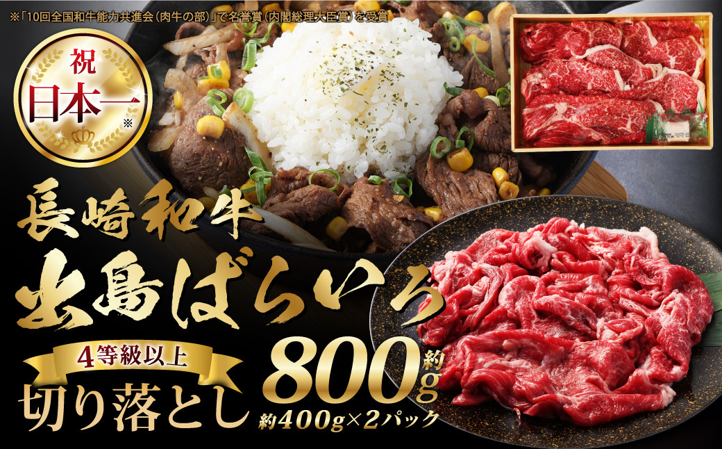 長崎和牛出島ばらいろ切り落とし(モモ、 バラ、 カタのいずれか) 400g×2個入 計800g