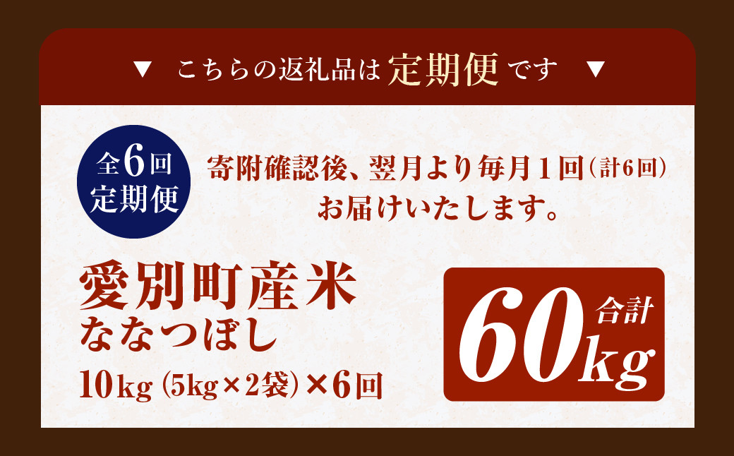 愛別町産米（ななつぼし5kg×2袋）6ヶ月定期配送