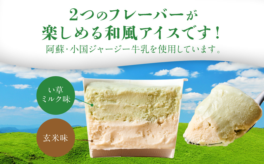1個で2つのフレーバー(いぐさミルク味・玄米味)が楽しめる和風アイスです!
