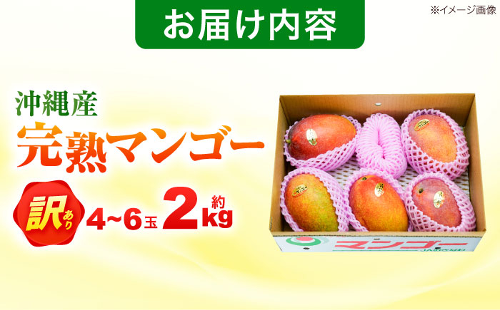 【 2026年発送 先行予約 】訳あり 完熟マンゴー 約2kg (4〜6玉入) マンゴー 2026 訳あり 沖縄 マンゴー