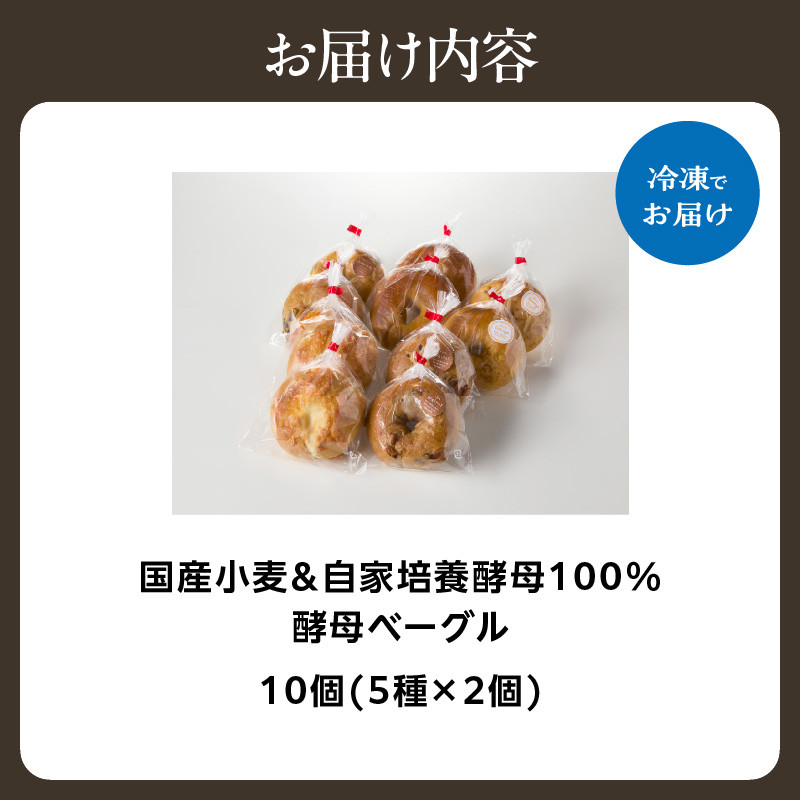 国産小麦＆自家培養酵母100％　酵母ベーグル5種×2個