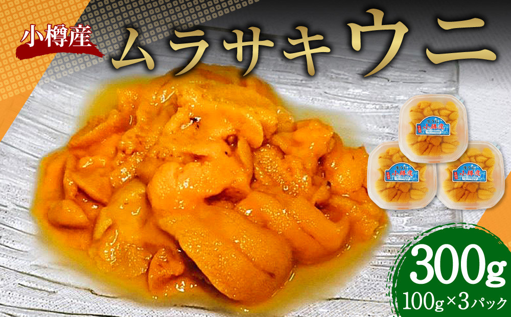 小樽産 ムラサキウニ （塩水生ウニ） 100g×3パック 合計300g