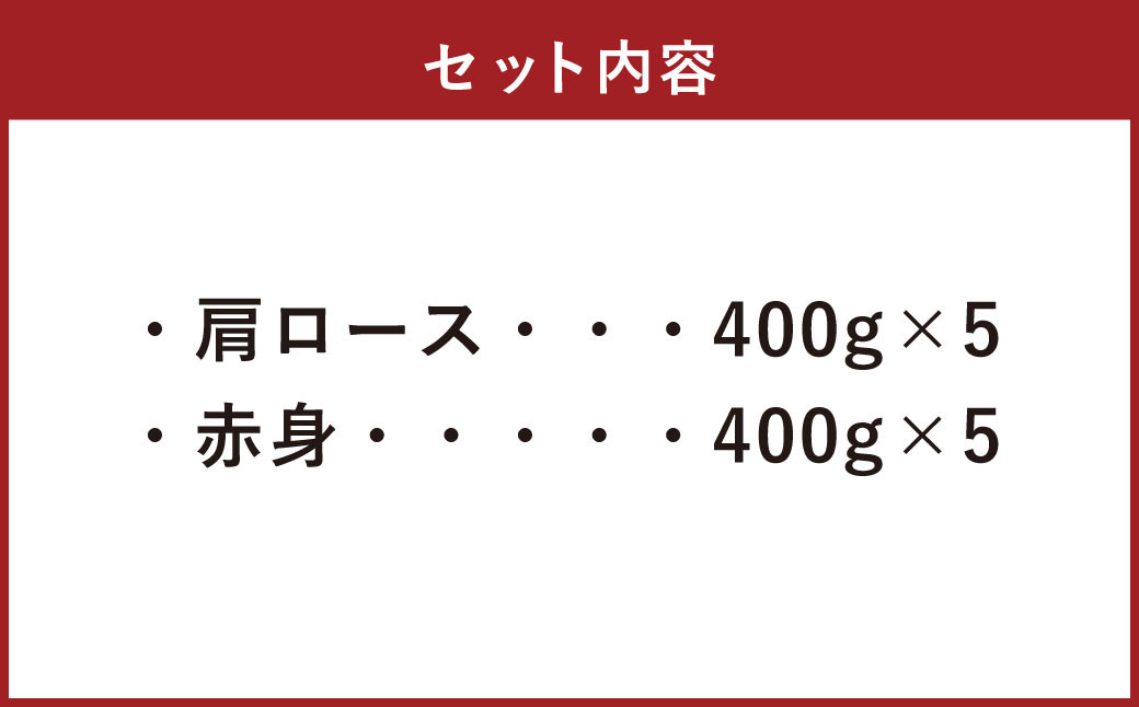 【A4・A5】 博多和牛 スライス 2種食べ比べ 肩ロース400g×5 ＆ 赤身400g×5 合計4kg