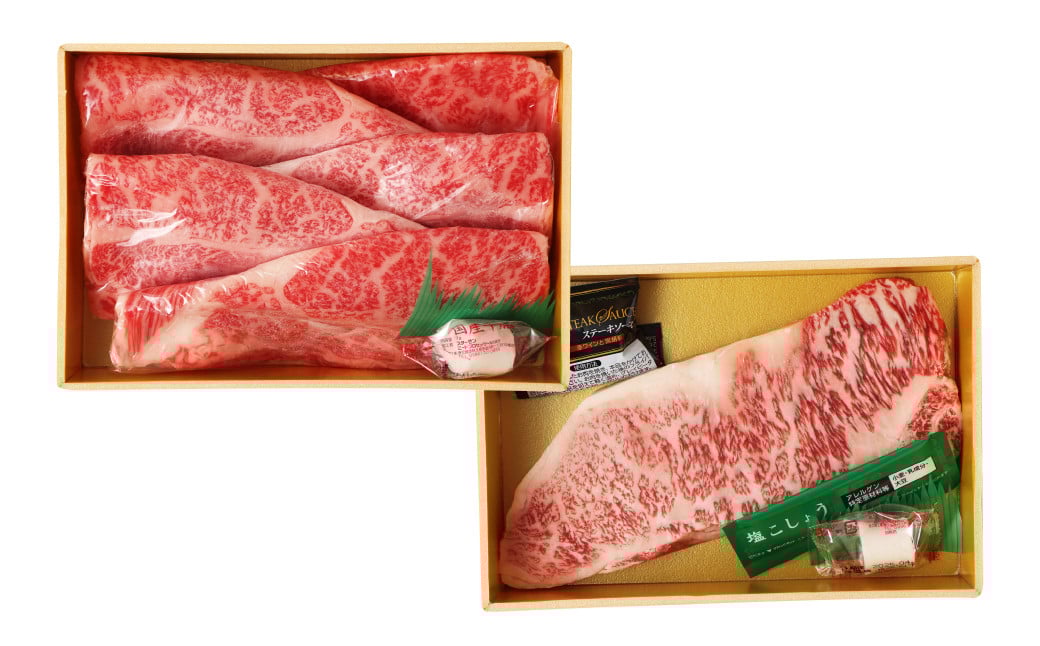 【A4ランク以上】長崎和牛出島ばらいろ 特選ローススライス 約350g サーロインステーキ 約250g 詰合せ