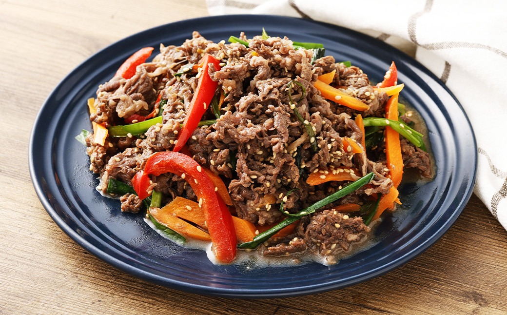 国産牛 プルコギ 約1.2kg (300g×4) ／ 肉 お肉 牛肉 簡単調理 韓国料理 惣菜 肉のマルシン