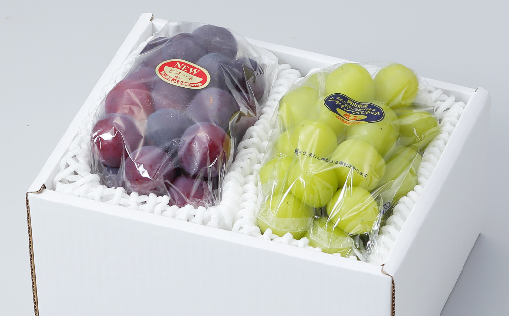 岡山県産 シャインマスカット 晴王・ニューピオーネ Lサイズ 計約800g 詰合せ