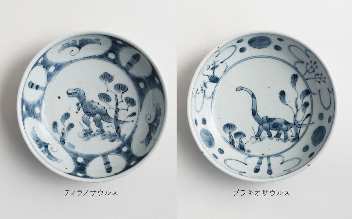 MB01 【波佐見焼】DINOSAUR くらわんか皿4枚セット【studio wani】-2