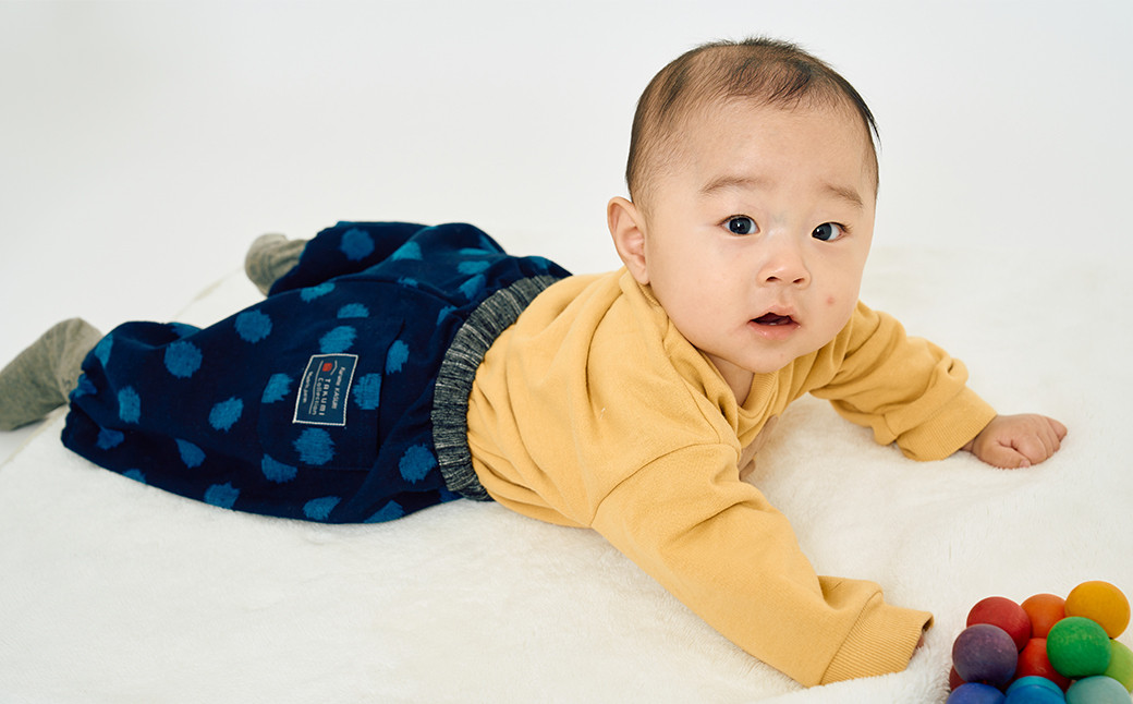 長く使えるギフト／久留米絣の赤ちゃんもんぺ 【もんぺっぺ＆2WAYスタイ】 セット