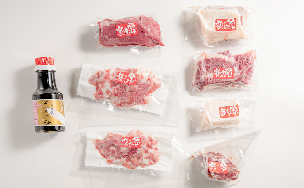 【桜屋】馬刺し6種【赤身・サガリ・ハツ・フタエゴ・コウネ（タテガミ）・馬ユッケ】540g