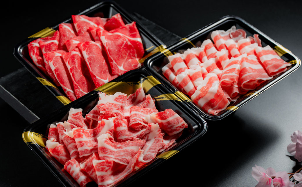 【桜屋】新感覚！極薄スライス「花びら馬刺し」3種盛り 300g